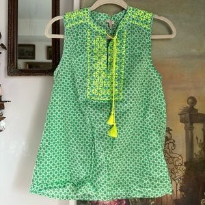 Green White Yellow Jcrew Top Blouse